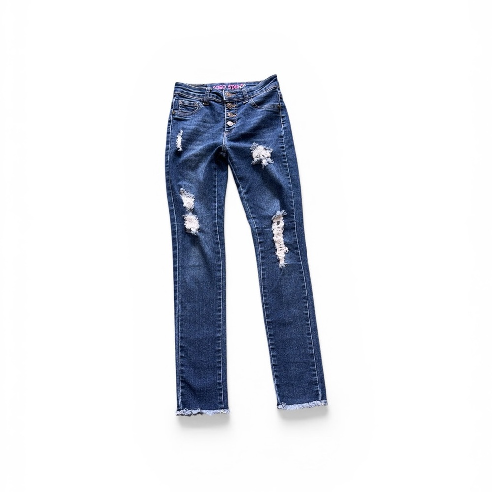 Girls Ripped Skinny High-Rise Jeans in Dark Blue Size 12
